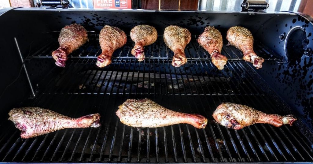 place the turkey legs onto the smoker