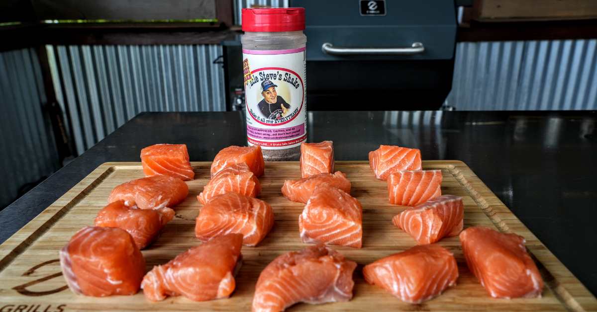 Preparing the Salmon Cubes