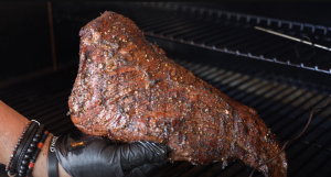 Tri-tip roasting on the Z Grills 700 series, achieving a beautiful sear.